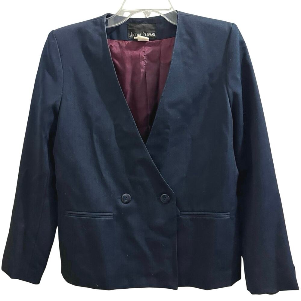 Vintage Joseph Feldman Deep V Doublebreasted Blazer Women’s Suit Jacket Boxy 8P